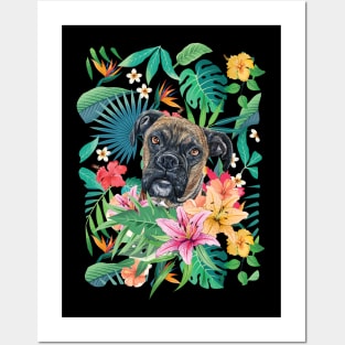 Tropical Brindle Boxer Dog 1 Posters and Art